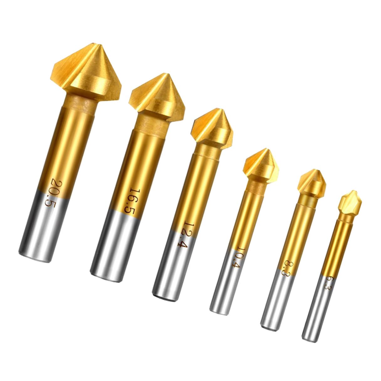 Set de 6 Fraises à Fraiser en Titane 90° pour Pvc et Plastique, Outil D'ébavurage et Chanfreinage Professionnel 6mm à 19mm pour Travaux Précis