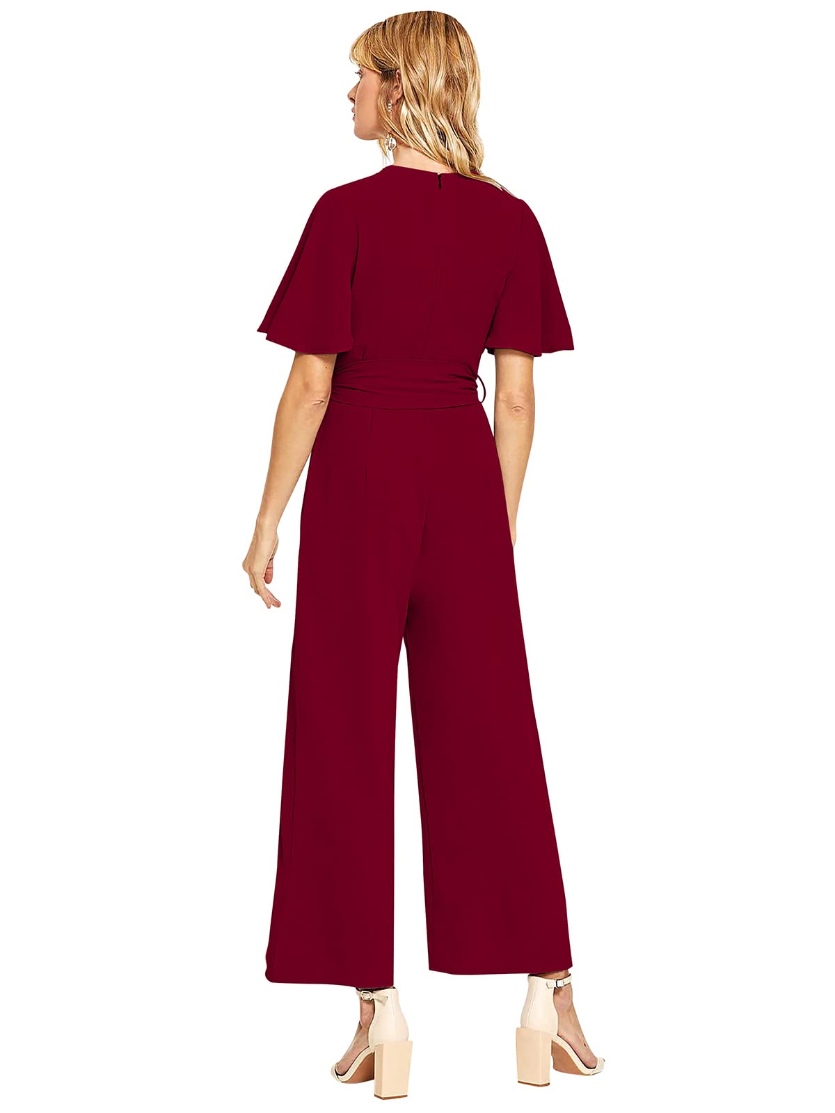 KULIA® Mono para Mujer Vestido Indio Manga Corta con Cuello En V Trajes De Mujer Top Étnico Ropa De Bollywood Trabajo Formal Ropa De Oficina Mono De Pierna Recta Vestido De Peto