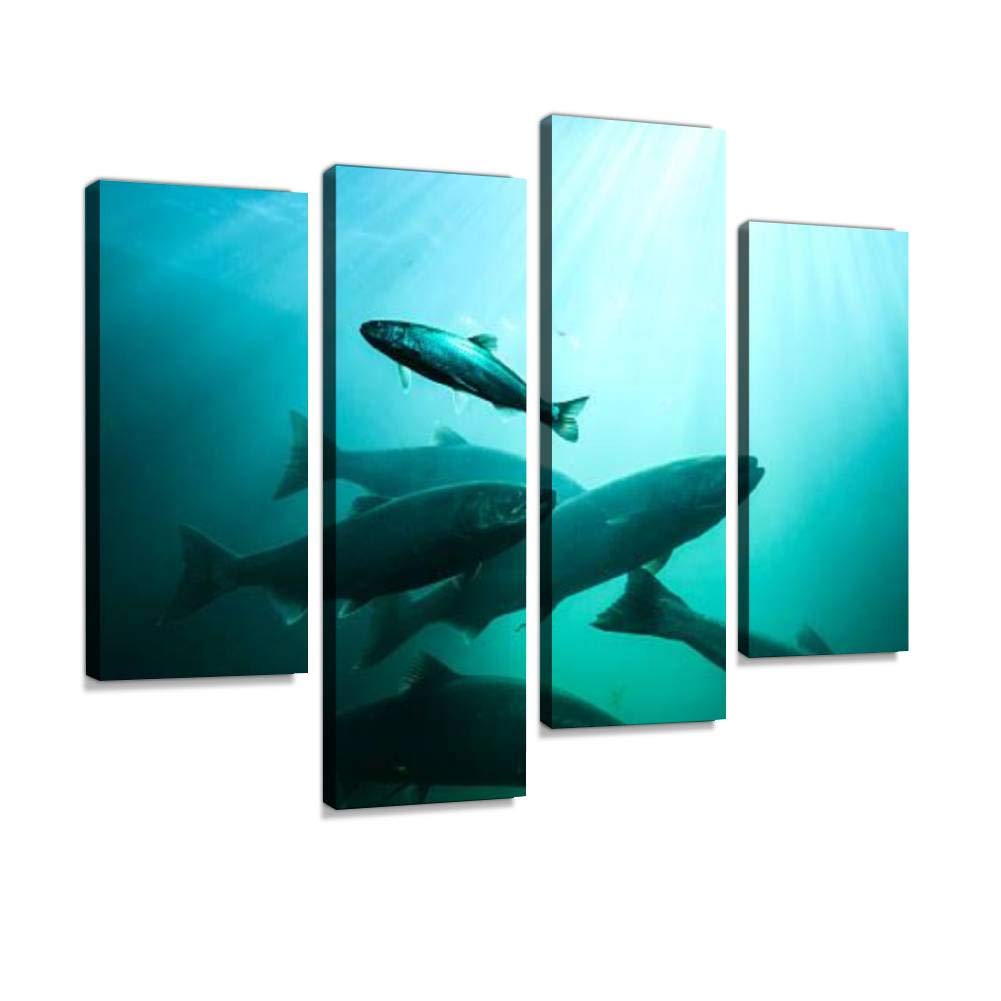 4 Panel Canvas Pictures Live Salmon River Home Decor Gifts Canvas Wall Art for your Living Room