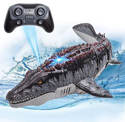 【Upgrade】Remote Control Mosasaurus Pool Toy, 2.4Ghz Rc Dinosaur Pool Toys With Light And Spray Water, Rc Boat For Kids 3-5 5-7 8-12, Rc Shark For Water Swimming Pool Lake, Gifts For Boys And Girls #TOP9
