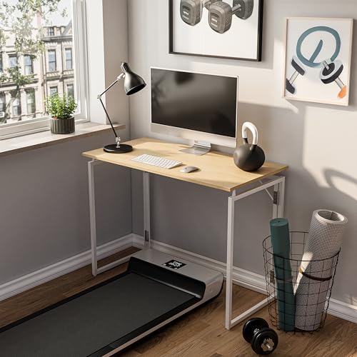 Alawooder Folding Desk - 39.4" Wood Top Foldable Desk for Small Spaces | No Assembly Required Compact Table for Home Office, Writing, and Study by alawooder - Image 4
