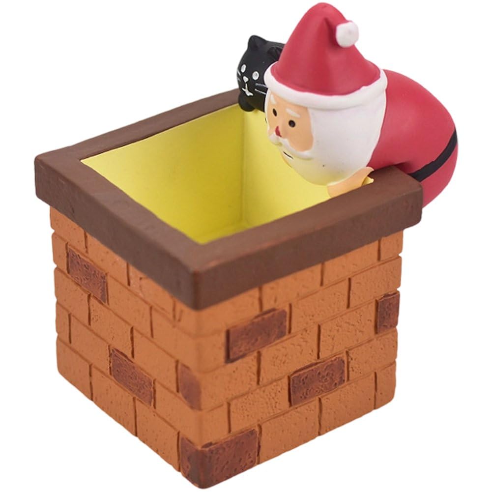 Vbsqic Christmas Table Decorations, 1pc Cat and Santa Claus Climbing Chimney Figurine Desktop Ornament, Resin Christmas Holiday Decor for Home Office Xmas Party