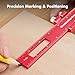 Draxzor 3PCS Woodworking Ruler Set, Precision Pocket Ruler with Adjustable Slide Stop, Aluminum Alloy Measuring Tool for Marking & Scribing, Metal T-Track Square Rulers, Inch and Metric (6