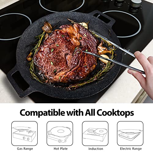 Cutie Mango Korean Bbq Grill Pan Non-Stick 6 Layer Coating Round Griddle - Stovetop And Induction, Indoor And Outdoor, Circular Size 13 Inches Made In Korea (Round Griddle Pan 13In +Bag) #TOP2