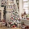 Flocked christmas tree prelit 75ft snow flocked pine christmas tree with 1450 pvc hinged branch 600 led lights warm multicolor for home office party metal stand  urban country home decor