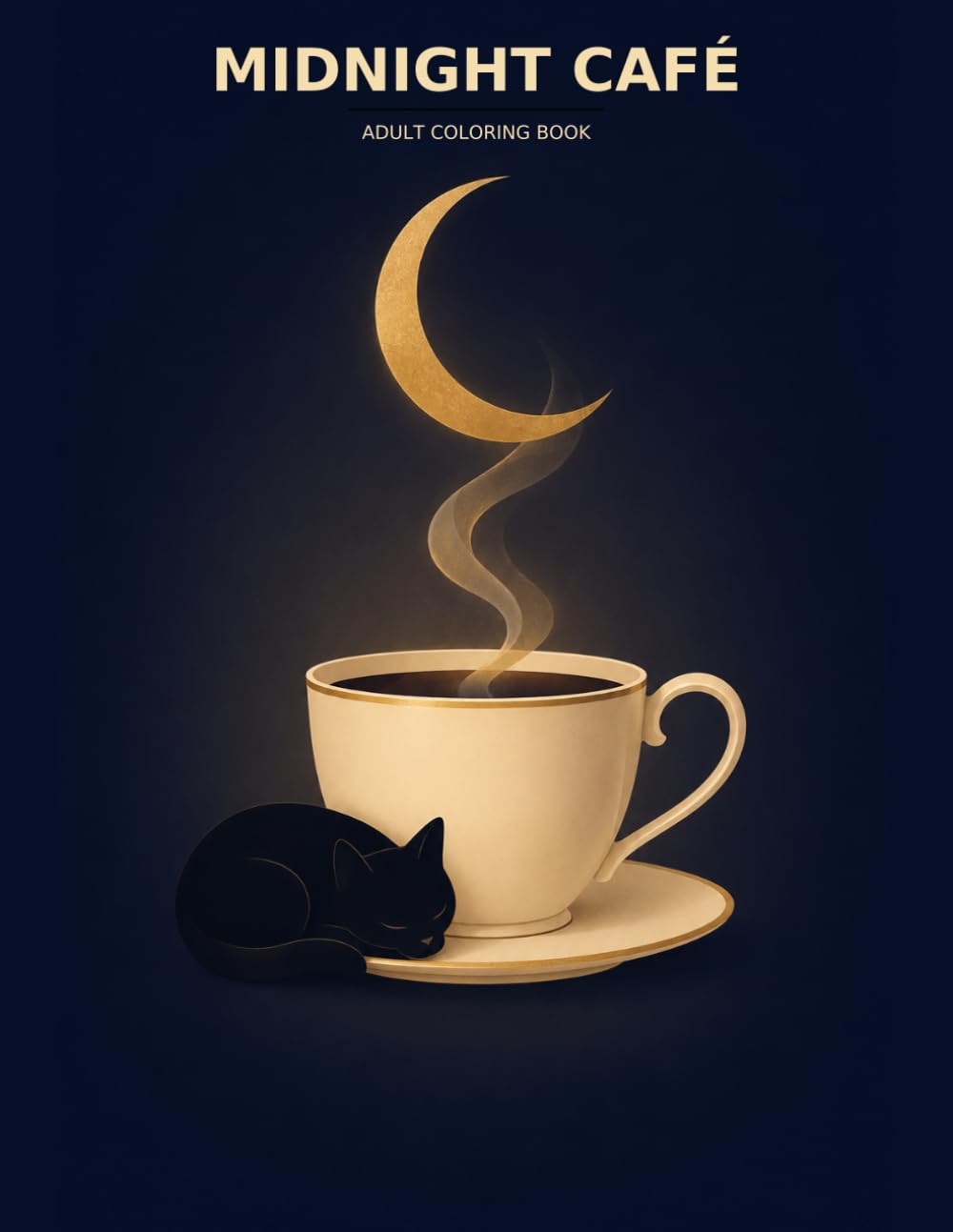 Midnight Café: 60 Cozy and Simple Coloring Pages for Adults to Relax and Unwind