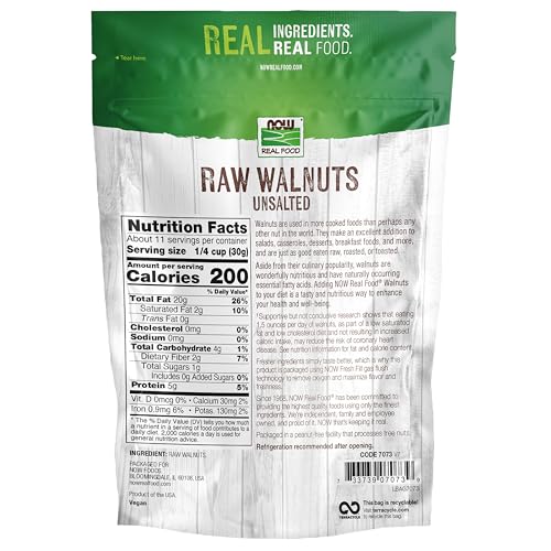 Image of NOW Foods, Walnuts, Raw and Unsalted, Halves and Pieces, Natural Source of Protein and Essential Fatty Acids, Grown in the USA, Certified Non-GMO, 12-Ounce (Packaging May Vary)