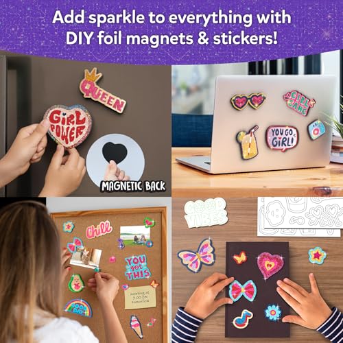 Image of Skillmatics Foil Fun Girl Power, Foil Art & Craft Activity, Gift for Tweens | Mess-Free Activity, 20+ Magnets & 60+ Stickers, Travel, Screen-Free Fun, Party Favor for Kids, Teens (Ages 7-13)