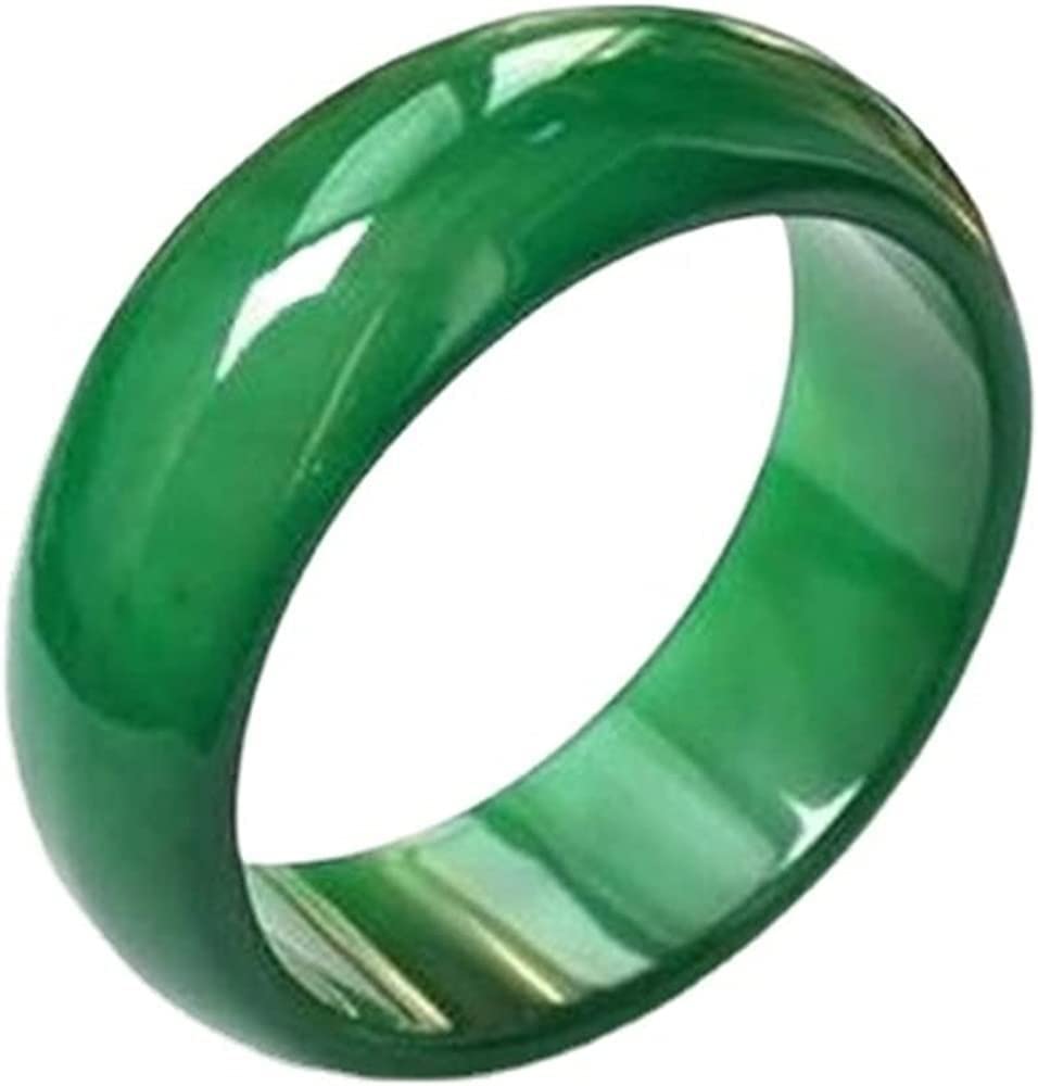 Bxsmnh Women's Green 100% Natural Jade Agate Rings For Men Jade Ring Jade Jewelry Chalcedony Tail Ring (Color : Size : 17Mm)