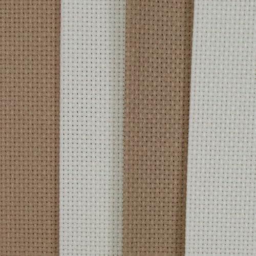 Image of KCS 4 pc of 12 inch x 18 inch(30cmx45cm) 14CT Counted Cotton Aida Cloth Cross Stitch Fabric (Cream+Khaki)