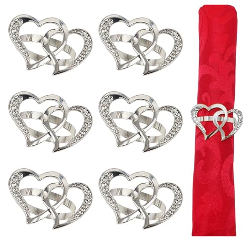 Jlobnyiun Anelli Da Tovaglioli Per Il Cuore, Anelli Tovaglioli A Di Amore - 6x Fibbia Tovagliolo Vuoto Con Strass,Decorazione Per La Casa, Materiale Per Feste Per Matrimoni, Cena