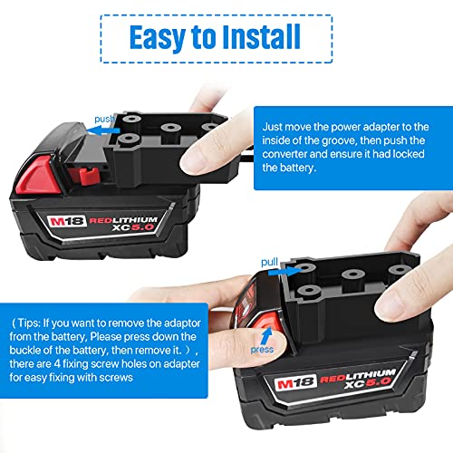 Power Wheel Adapter with Fuse & Switch, Secure Battery Adapter for Milwaukee 18V Lithium Battery, with 12 Gauge Wire&Wire Harness Connector, Good Power Convertor for Peg-Perego Children Ride-on Cars