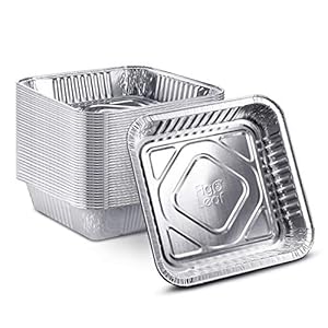 Fig & Leaf [300 Pack – 8” x 8”] Square Baking Cake Pans| Heavy Duty l Disposable Aluminum Foil Tins l Portable Food Containers l Perfect for Roasting Toaster Oven Broiling Cooking