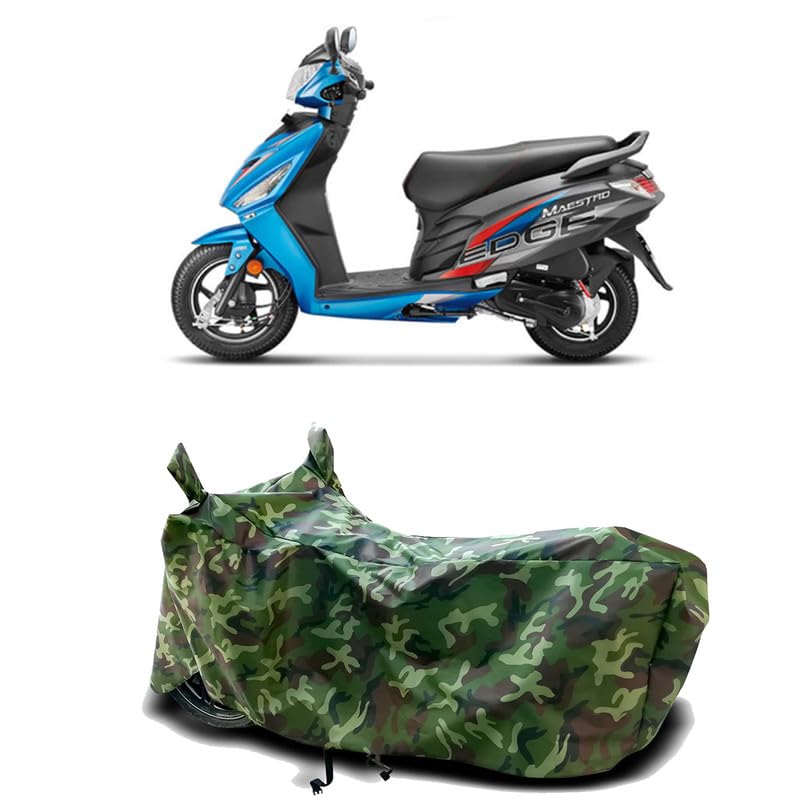 Image of DUFFEL-100% Heat Protection Two Wheeler Bike /Scooty Body Cover for Hero Maestro Edge BS6 Water Resistance /UV-Rays /Birds Dropping /Scratchproof /Dust Proof /Waterproof[Green Jungle Print]