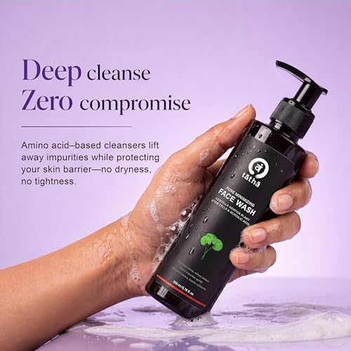 Image of Tatha Face Wash with Glycolic Acid, Niacinamide & Plant Stem Cells | Reduces Pores, Dead Skin & Pigmentation | Anti-Aging, Hydrating & Gentle Cleanser | Paraben & Sulphate Free (Pore Minimizing)