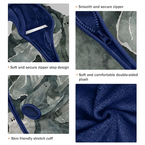 Ghostly Figures in Watercolor Style Toddler Fleece Jacket Girl Boys Hooded Fleece Jacket Coat Warm3