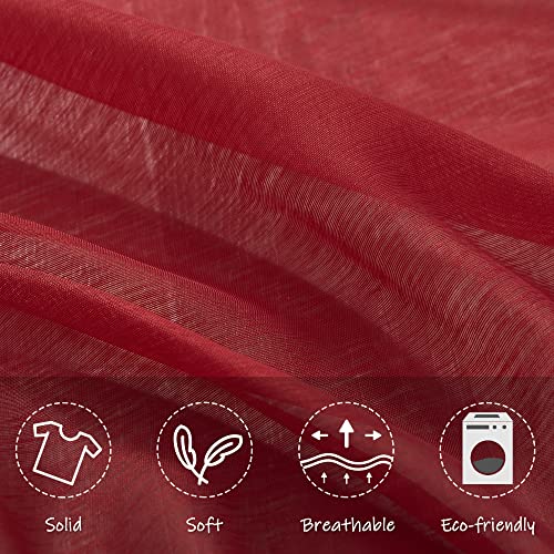 Zincin Red Sheer Curtains Textured Rod Pocket Window Treatment For Boys Girls Room 54 Inches Long Sheer Drapes For Small Window 2 Panels Red Elegance Sheers For Kids Room Loft 52 X 54 Inch Length #TOP5