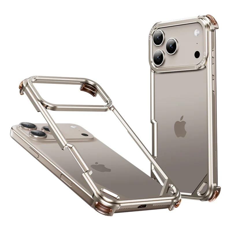 Aluminum Frame Metal Bumper Compatible with iPhone 17 Pro | Simple Shield Air Cushion Shockproof | Edge Protection, Minimalist Slim - Silver