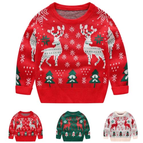 Toddler Kids Christmas Sweater For Boys Girls Knit Crewneck Pullover 7-8 T - image 1