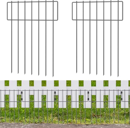 MOOACE Tier-Absperrzaun, 20 Stück dekorative Zaunumrandung, rostfreie Metall-Zaunplatten, 43 cm H x 6 m Gesamtlänge