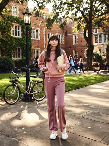 Image of 98 Degree North Women Flared Fleece Track Pants-GL1315-ALMOND