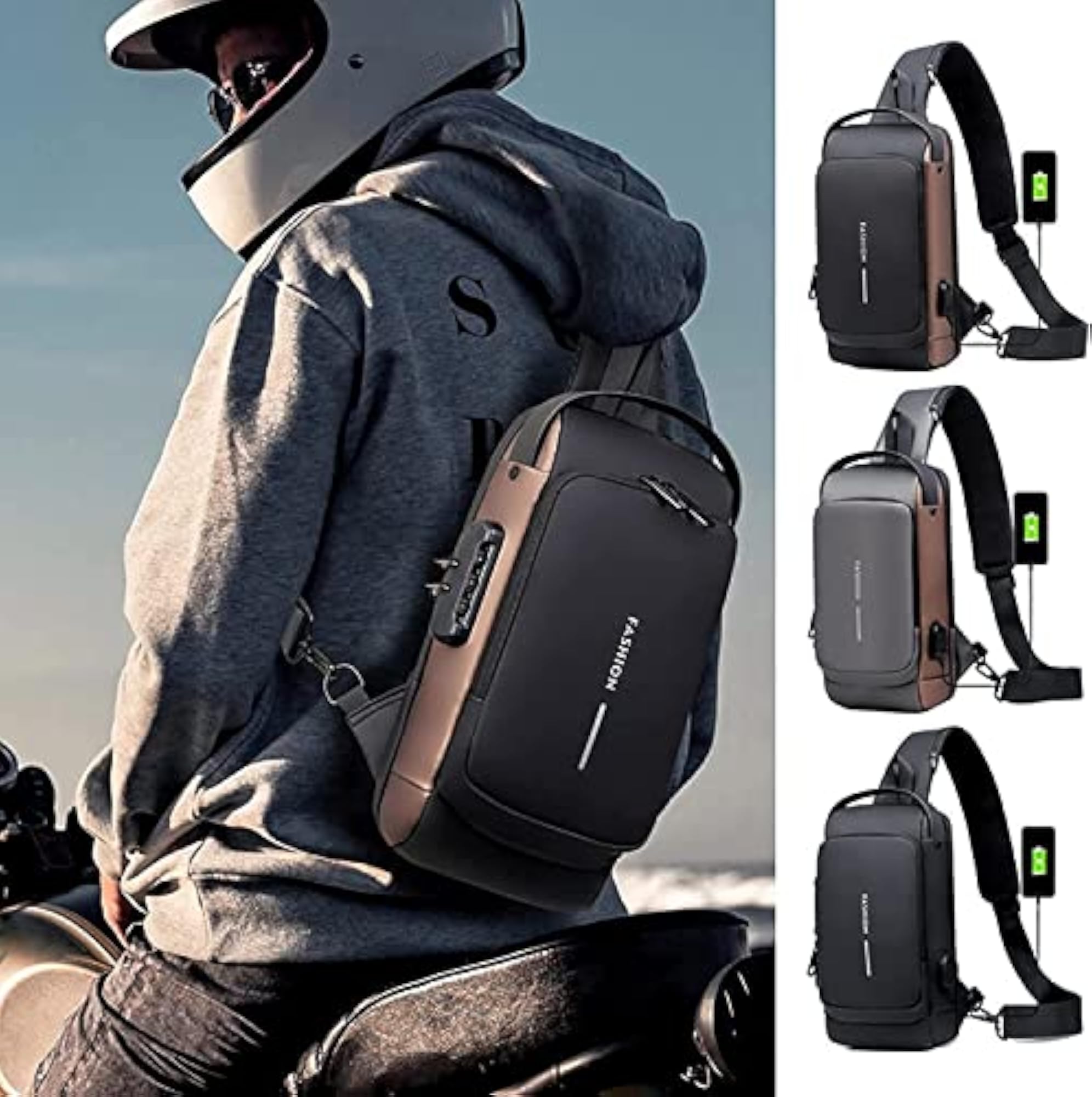Anti-Theft Shoulder Bag Crossbody Sling Bag with USB Port
