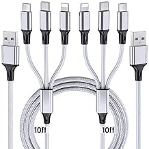 Multi Charging Cable, 10ft 2Pack Multi Phone Charger Cable Braided Universal 3 in 1 Charging Cord Extra Long Multiple USB Cable with USB C, Micro USB Port Connectors for Cell Phones and More