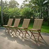 Teck'Attitude Chaises de Jardin Pliantes en Teck Massif Java (Lot de 4)