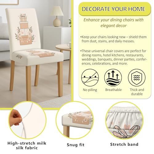 Housses de chaise de salle à manger (lot de 4) en élasthanne extensible, couleur unie lavable