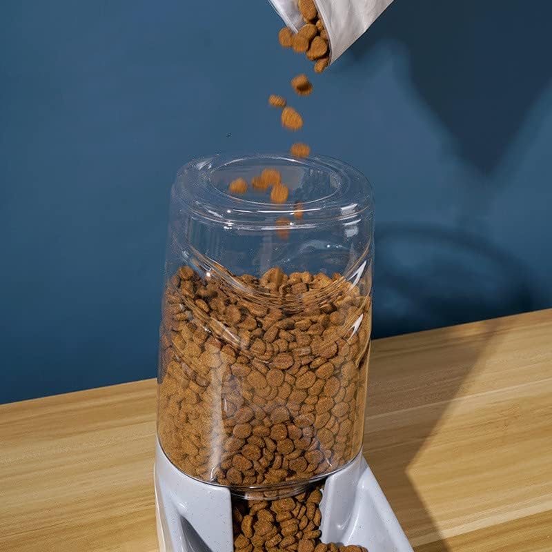 Miniatura 7 de Comedero automático para gatos con gravedad para perros de 1 galón, comedero autodispensable para mascotas pequeñas y medianas, gran capacidad (azul)