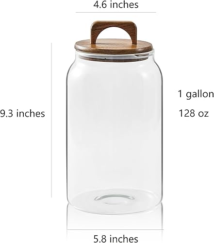 Miniatura 2 de Sweejar Tarros grandes de cristal para dulces con tapas de madera, tarro de vidrio de 1 galón con tapa, contenedores de almacenamiento de
