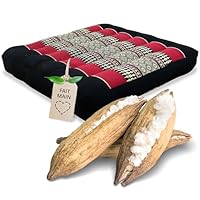 Décoration Ethnique Coussin Thai Livasia 3 Blocs Kapok - 175x50x8cm - Marron/Vert - Fait Main En Coton - Polyvalent Intérieur/Extérieur Chauffeuse 1 Place