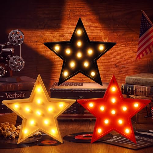 Novabright 4 Pcs Movie Light up Signs Theater Star Letters LED Decor