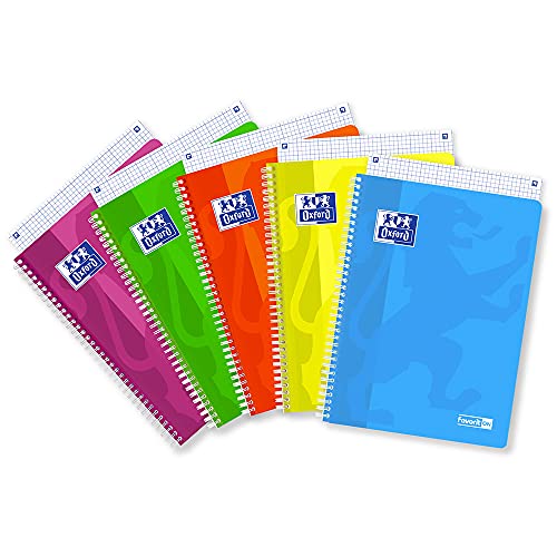 Cahier à spirale A4 couleurs fluo Oxford Favorit pour cours et bureau