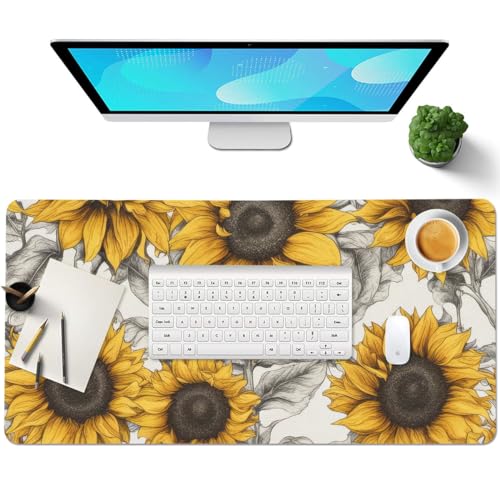Mouse Pad grande LuGeKe de PU Leather flores miniatura 7