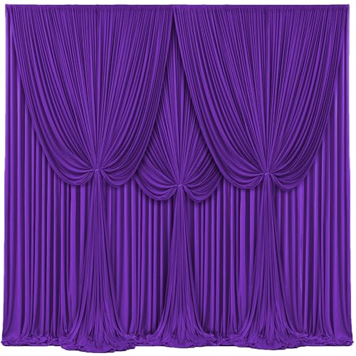 Rideaux de fond violet pour mariage et fête lot de 4 pans drapés infroissables 6x3,7m