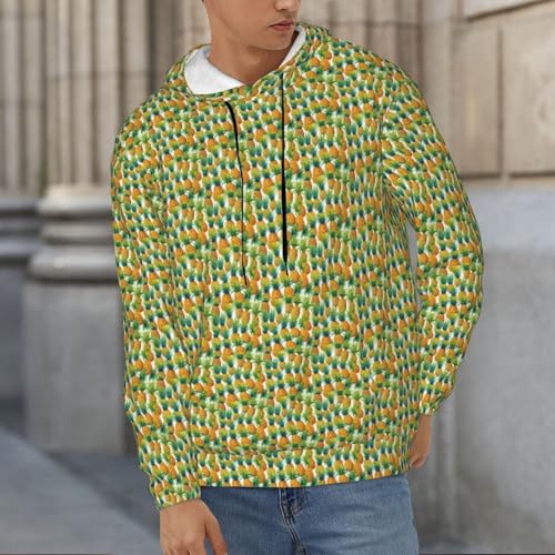 Sweat à capuche ananas Noir XL pour homme, pull léger imprimé de printemps - 3