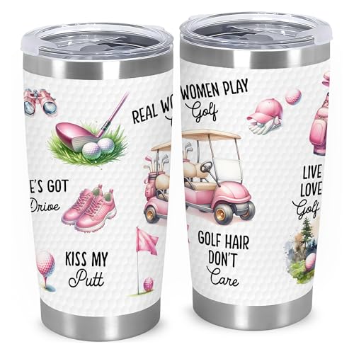 Funitz Golf Gifts For Women Golfers, Funny Pink Golf Tumbler For Female Golfer, Unique Golfing Gifts For Women - Golfing Travel Mug, Christmas, Ladies Golfer Mothers Day For Mom, Girlfriend
