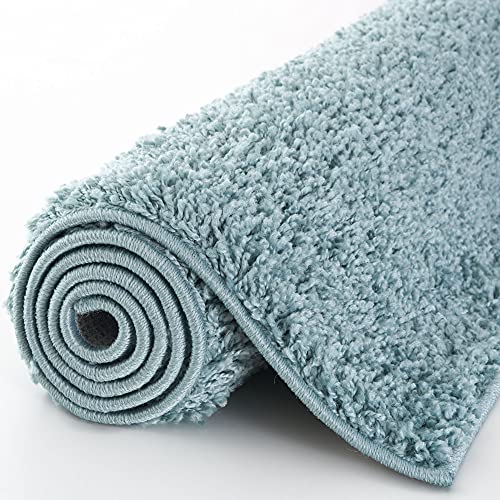 THE RUGS Living Room Rug - Shaggy Soft And Elegant Carpets For The Bedrooms And Kitchen, Easy To Clean, Many Different Sizes (160x230 cm, Duckegg Blue)