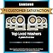 Samsung Smart 4.7 Cu Ft Top Load Washer & 7.4 Cu Ft Electric Dryer, Sensor Stops Overdrying, Low Vibration Quiet Wash, WaterJet w/Power Cords, Hoses, Vent Duct, 1 Year CPS Protection Bundle (Black)