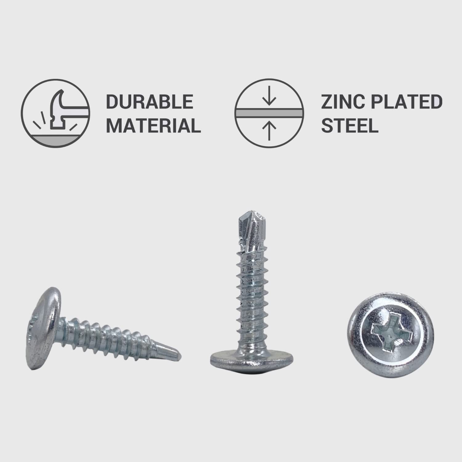 300 tornillos de acero galvanizado, 4,2 x 19 mm, cabeza de armadura modificada Phillips, tornillo autoperforante, 300, 4,2 x 19 mm)
