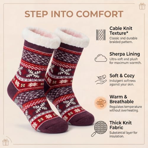 Image of The Metluks Women's Fuzzy Slipper Socks with Non-slip Grippers, Sherpa Lined Warm Cozy Gift Socks