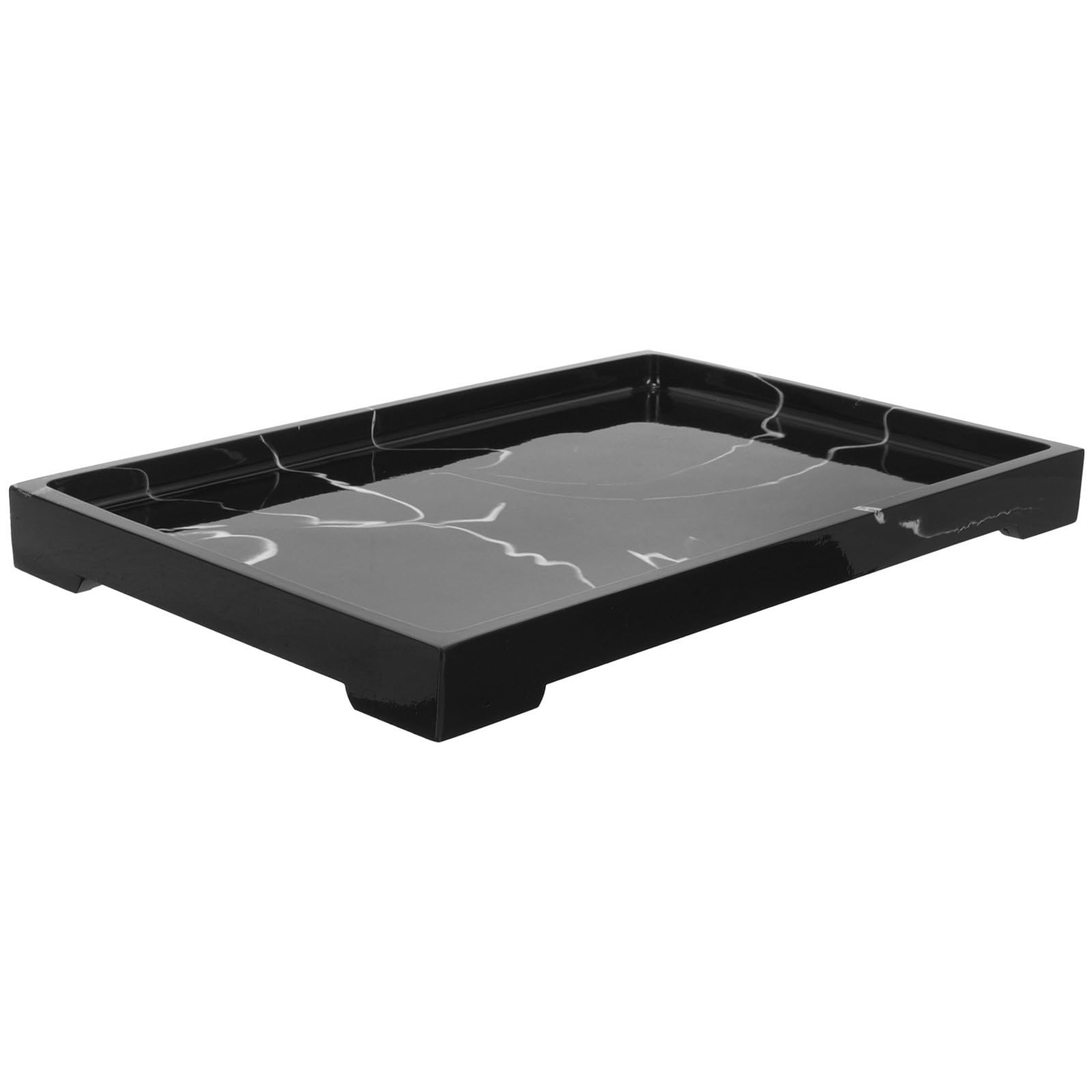 Bandeja de Baño de Resina Jaspeada Negra, Decorativa para Mesa