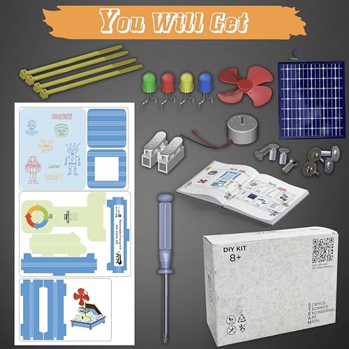 Image of ROBO Man 3-in-1 Solar & Electrical Fan Making Kit | Renewable Energy DIY Science Project for Kids & Students 6, 7, 8, 9, 10, 11 & 12 Years Old