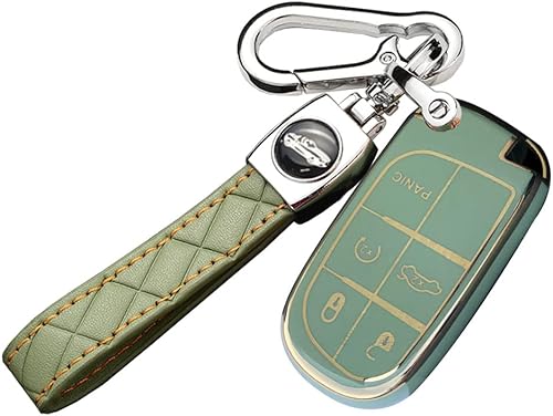 ontto Soporte para llavero de 5 botones con llavero apto para Jeep Grand Cherokee Wrangler Brújula, protección completa, cubierta de llave remota