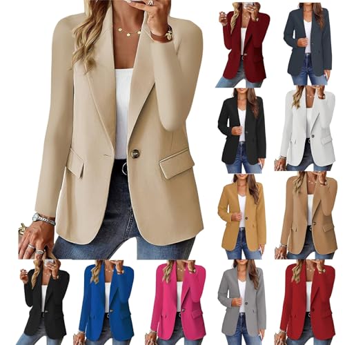 ZWRXW Blazers for Women Button Down Long Sleeve Blazer Jacket Business Work Casual Dressy Coats Fall Fashion Suit Outwear