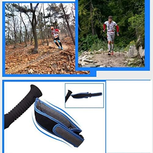 Crutches Outdoor Trekking Pole Hiking Off-Road Supplies Ultralight Mountaineering Poles External Locks Straight Shank Walking Sticks Folding Crutches Parent's g (Blue Black)