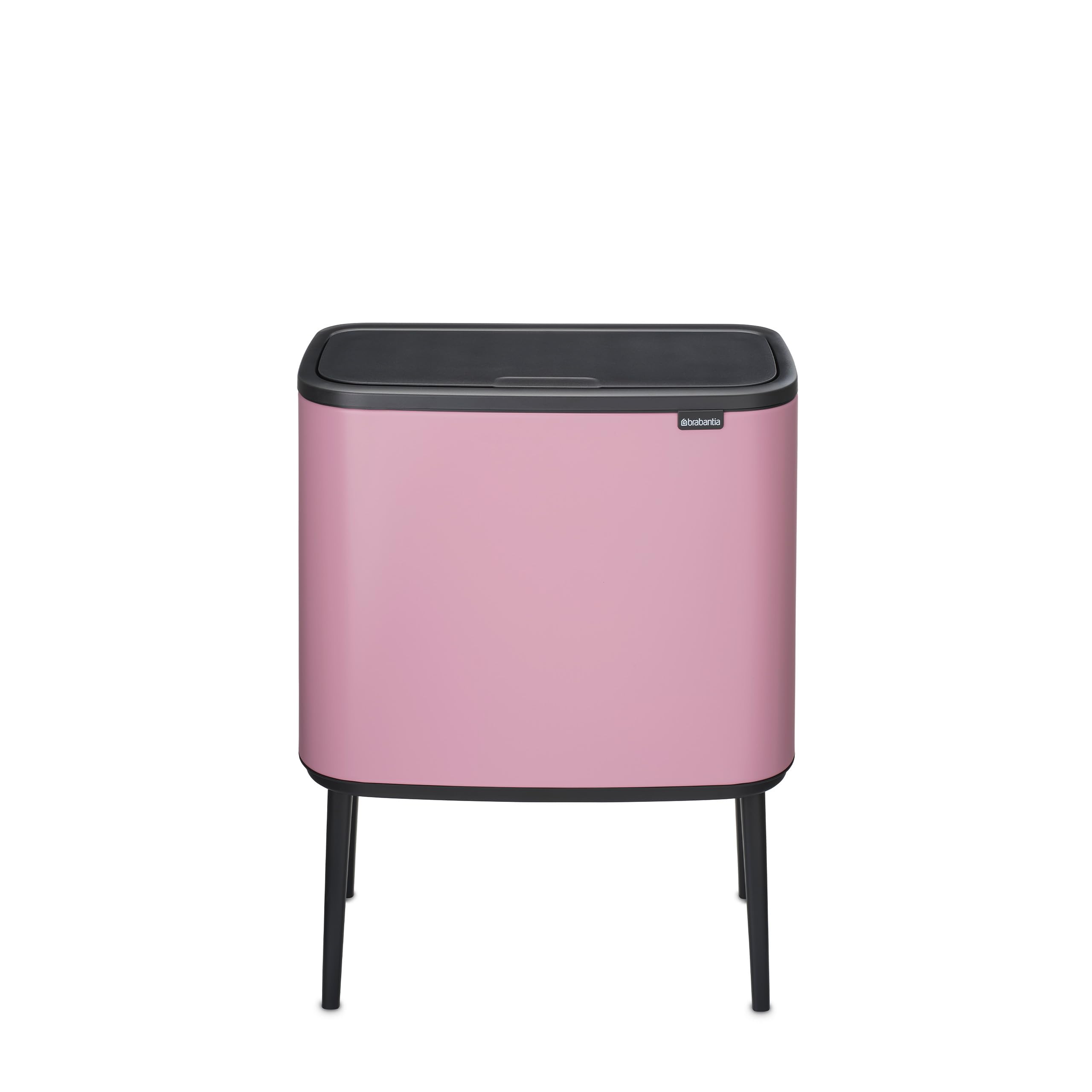 Brabantia Bo Touch Kitchen Bin 23+11L – Dual Compartment | Soft Touch Waste Separation with Inner Buckets | Freestanding Recycling Bin with Adjustable Legs | Lilac Pink
