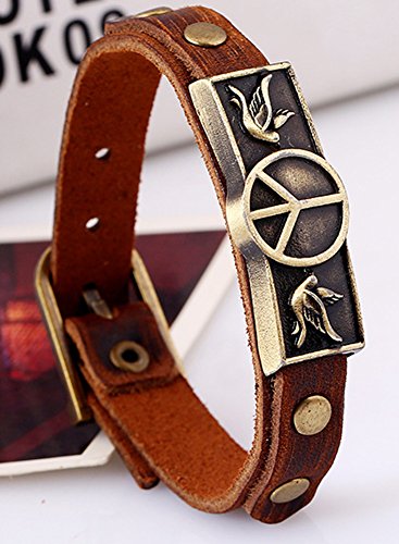 Hamoery Men Punk Alloy Leather Bracelet Cross Bracelet Bangle Wristband3
