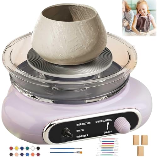 Electric Pottery Wheel Machine, Adjustable Speed with Forward and Reverse for Ceramic Art, Ideal for Adults and Beginners (B)